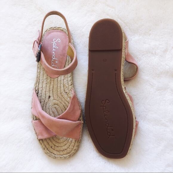 Splendid Pink Blush Suede Espadrille Sandals with Jute Detail - Picture 3 of 12